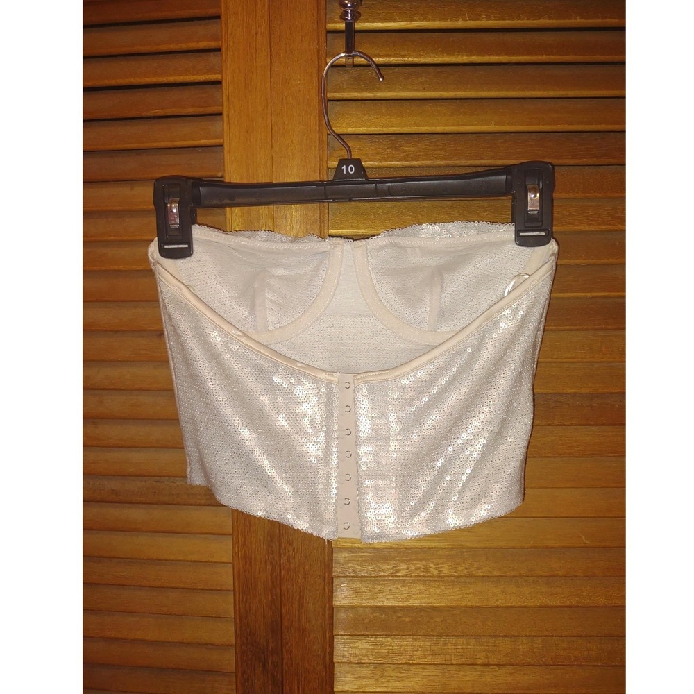 Zara Sequin Bustier Corset Crop Top (Sl) - Glam‎ Holiday Sparkly Party Festival - Picture 2 of 7